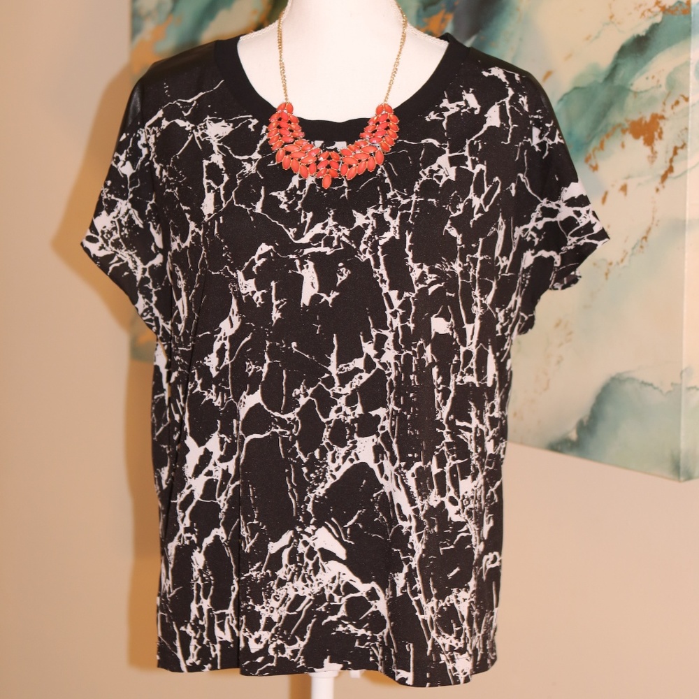 Calvin Klein Top w/Faux leather detail